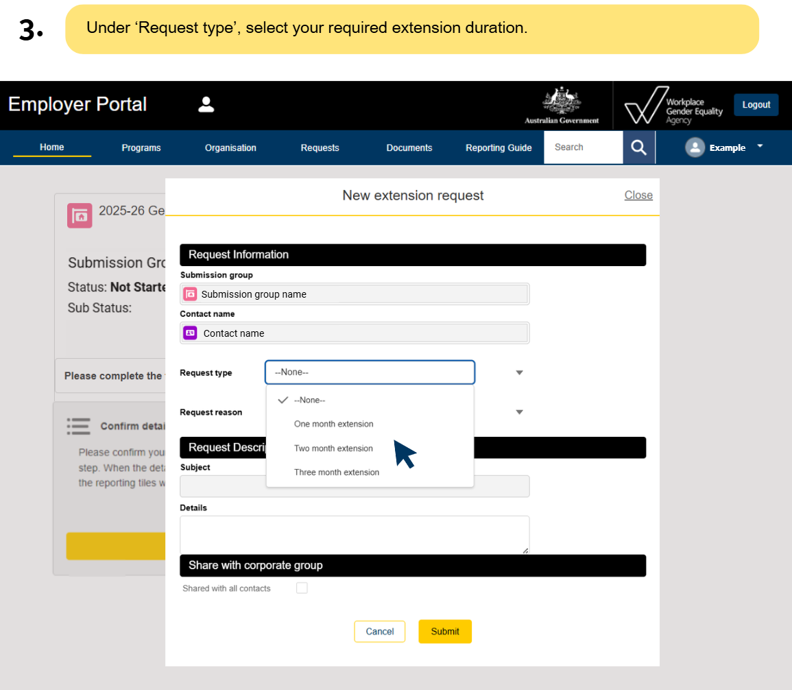 step 3 select extension duration from the drop down