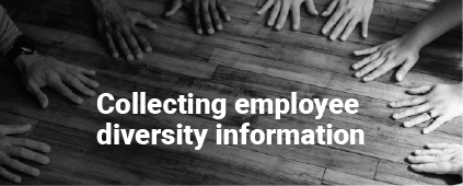 Decorative tile - hands around a table, text reads "Collecting employee diversity information"