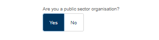 When registering your details you will need to select 'yes' to 'are you a public sector organisation?' 