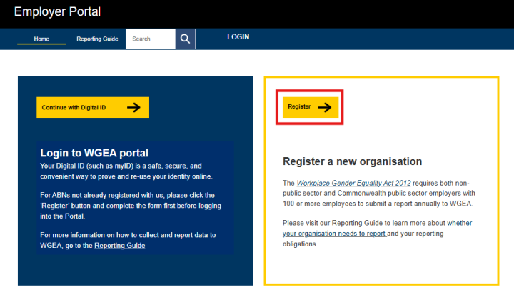 select register first before logging in for the first time