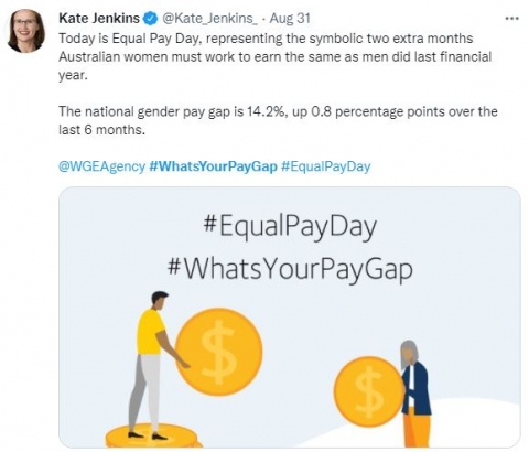 Screenshot of LinkedIn post sharing Equal Pay Day content